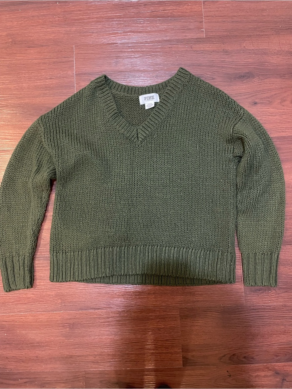 Victoria's Secret Olive Green V-Neck Knit Sweater